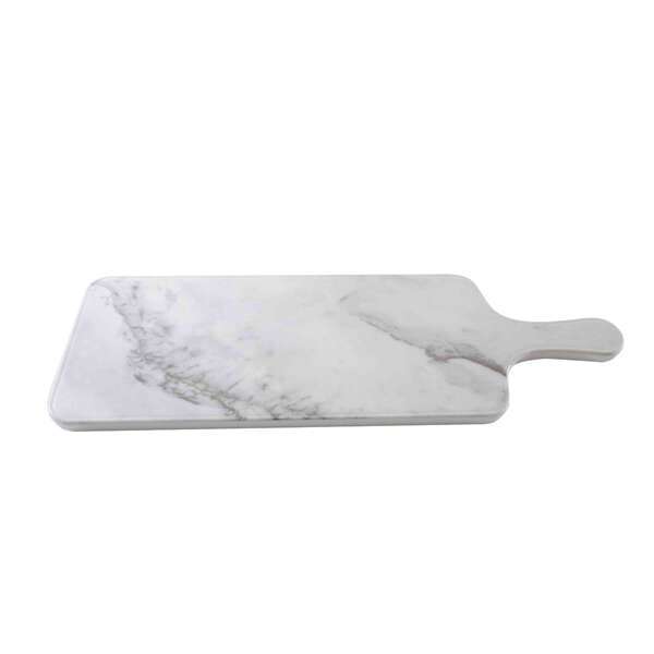 Thunder Group SB612W 12 1/2 x 5 1/2 Inch Western White Shadow Melamine Faux Marble Serving Board with Handle, EA