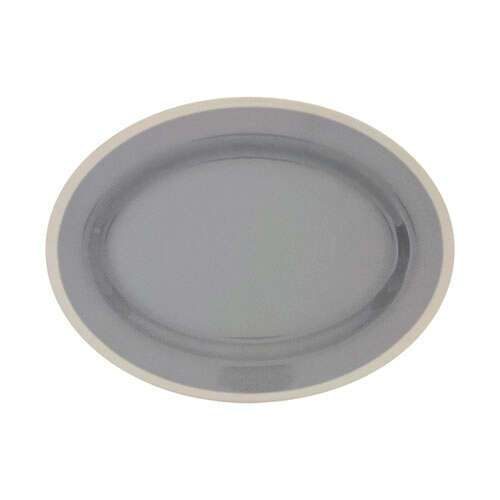 Thunder Group SD2118H 18 x 13 1/2 Inch Western Graham Gray Melamine Oval Platter, EA