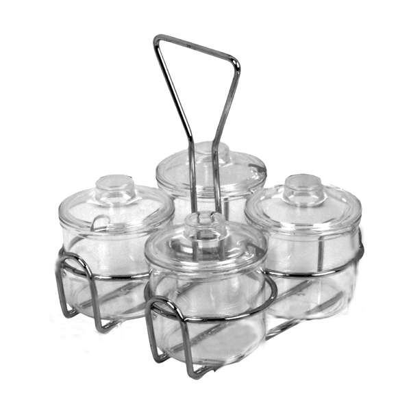 - SLCJH004, Stainless Steel 4 Holes Condiment Jar Holder