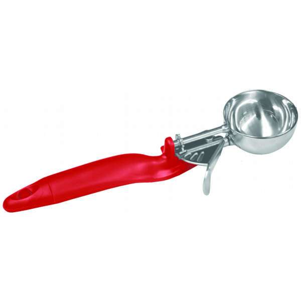 - SLDS024L, 1.3-Ounce Stainless Steel Lever Disher, Size 24, Coated Handle, Red