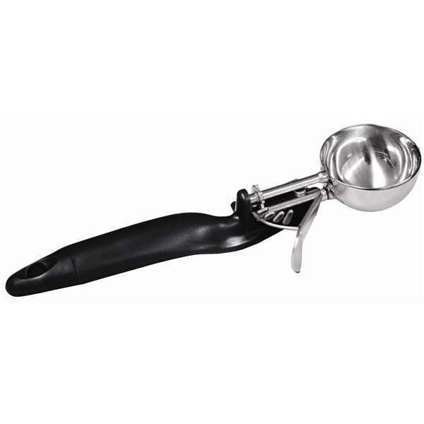 - SLDS030L, 1-Ounce Stainless Steel Lever Disher, Size 30, Coated Handle, Black