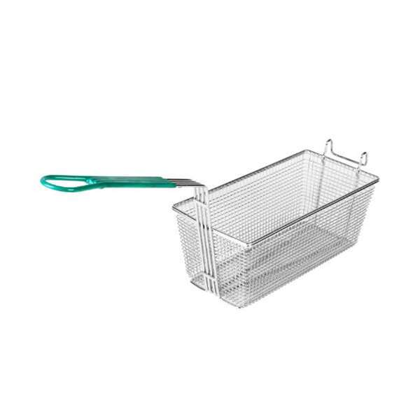 - SLFB004, 13 x 6 5/8 x 5 1/8-Inch Rectangular Medium Nickel-Plated Fry Basket With Green Handle