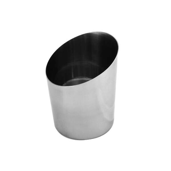 - SLFFC005, 14-Ounce Stainless Steel Mirror Finished Angled French Fry Cup
