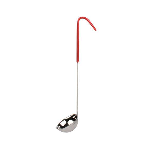 - SLOL203, 2-Ounce One Piece Stainless Steel Ladle, Coated Hooked Handle, Red