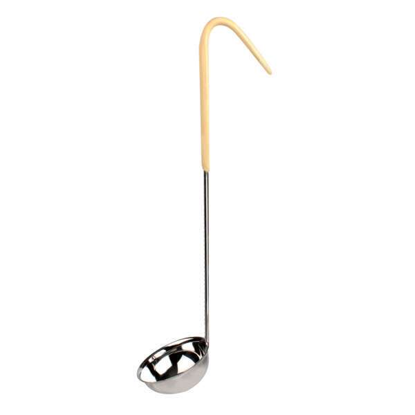 - SLOL204, 3-Ounce One Piece Stainless Steel Ladle, Coated Hooked Ladle, Yellow