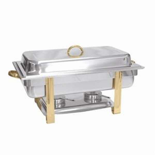Thunder Group SLRCF0833GH, 8-Quart Stainless Steel Gold Accented Oblong Chafer