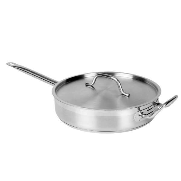 Thunder Group SLSAP4050, 5-Quart 18/8 304 Stainless Steel Saute Pan with Cover