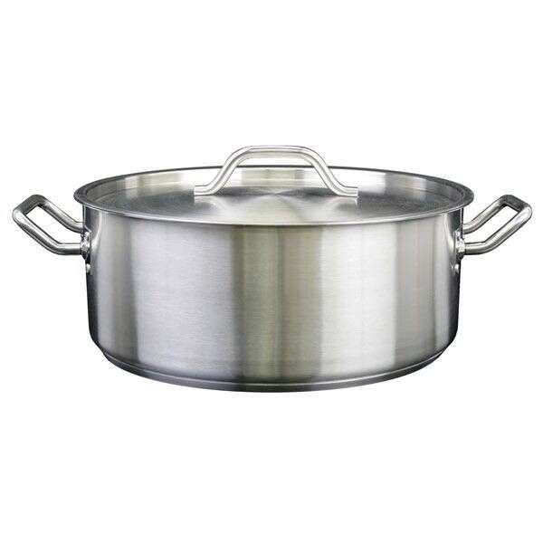 Thunder Group SLSBP4030, 30-Quart 18/0 Stainless Steel Brazier with Cover