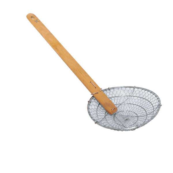 Thunder Group SLSKR004, 4-Inch Stainless Steel Skimmer with Bamboo Handle
