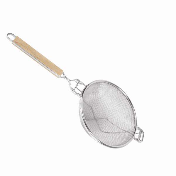 - SLSTN3310R, 10 1/2-Inch Single Fine Mesh Reinforced Strainer with Wooden Handle, Nickel-Plated