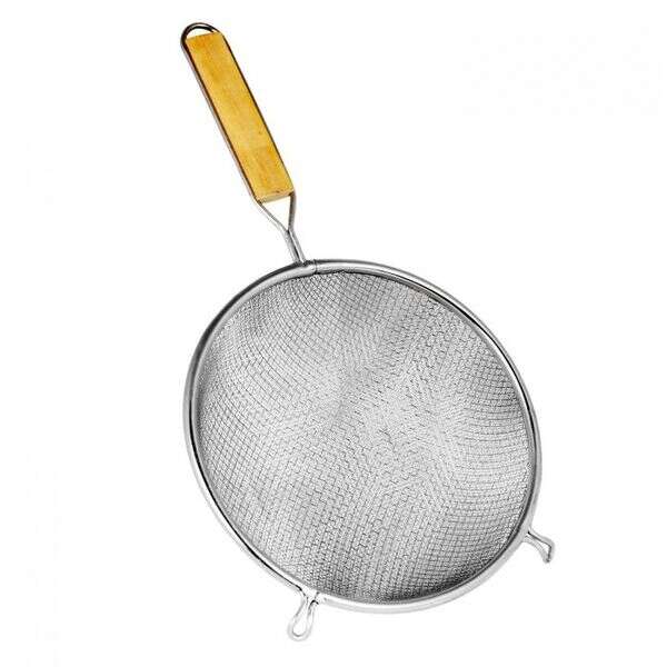 Thunder Group SLSTN5206, 6-Inch Stainless Steel Single Fine Mesh Strainer w/Wooden Handle