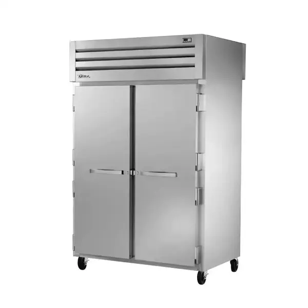 True Refrigeration True STG2RPT-2S-2G-HC, 53-Inch Solid Front/Glass Back Door Pass-Through Refrigerator with PVC-Coated Shelves