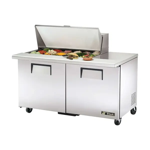 True Refrigeration True TSSU-60-18M-B-HC, 60.38-Inch 2 Door Counter Height Mega Top Refrigerated Sandwich / Salad Prep Table