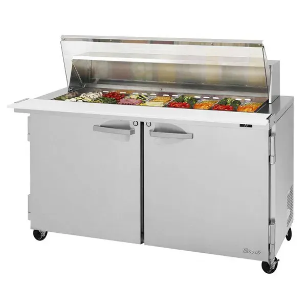 Turbo Air PST-60-24-N-CL 2 Solid Doors Mega-Top, Sandwich/Salad Prep Table, Clear Lid