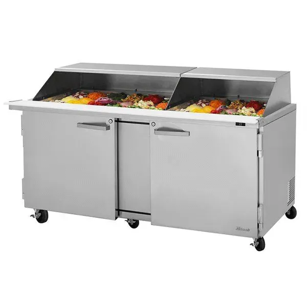 Turbo Air PST-72-30-N-SL 2 Solid Doors Mega-Top, Sandwich/Salad Prep Table, Removable Slide Back Lid
