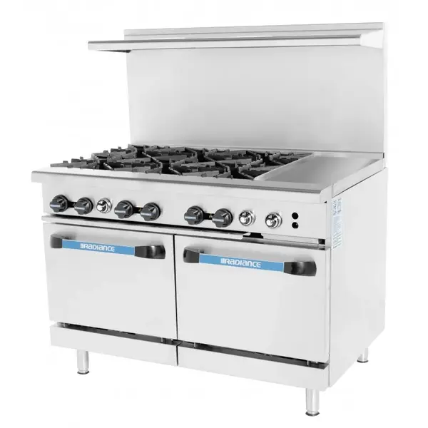 Turbo Air TARG-6B12G, 48-Inch 6-Burner Gas Range with 12-Inch Griddle, CSA