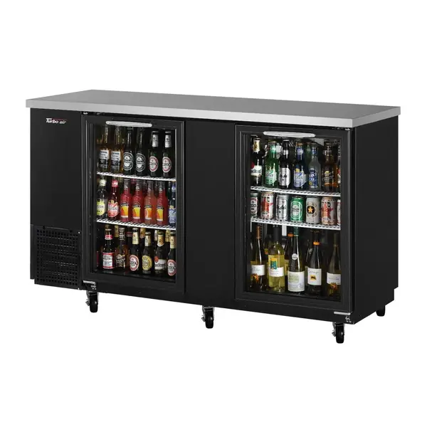 Turbo Air TBB-24-60SG-N Underbar 24.5-Inch D Narrow, 2 Glass Door (61-Inch L), Black Vinyl Ext. Back Bar, R-290