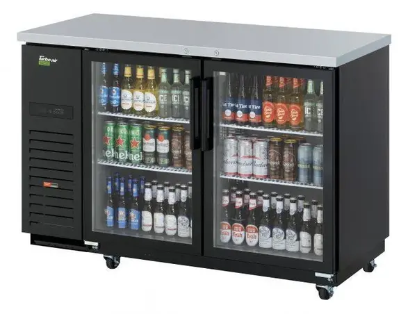 Turbo Air TBB-2SGD-N 58.75-inch Underbar 2 Glass Doors Back Bar, Black Vinyl Exterior