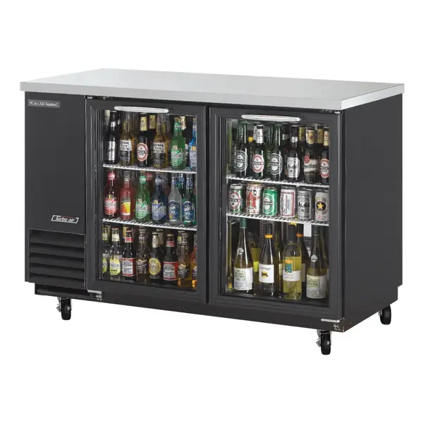 Turbo Air TBB-2SG-N, 59-Inch 2 Glass Doors Underbar Back Bar, Black Vinyl Ext.