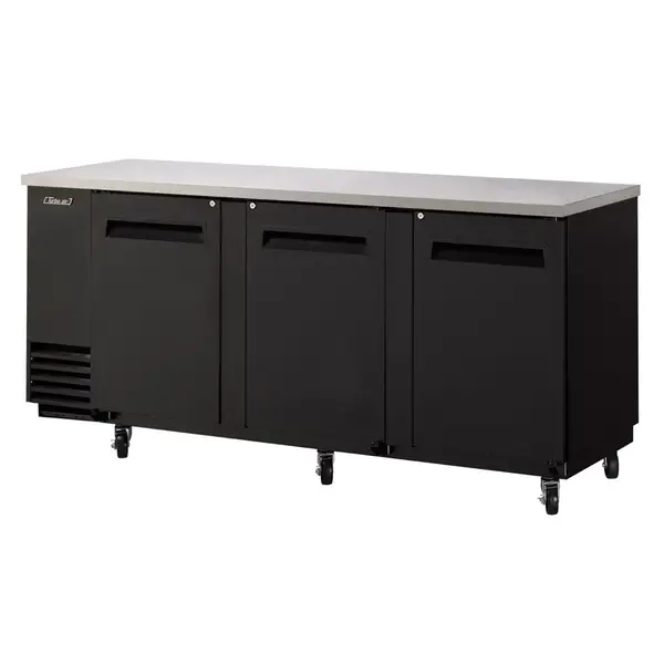 Turbo Air TBB-4SB-N, 90-Inch 3 Solid Doors Underbar Back Bar, Black Vinyl Ext.
