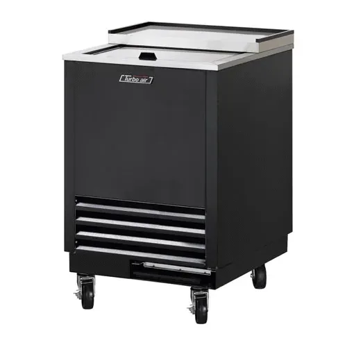 Turbo Air TBC-24SB-GF-N6 Underbar 1 Lid Black Vinyl Ext. Glass Chiller & Froster