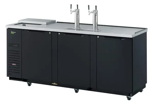 Turbo Air TCB-4SBD-N, 90-inch Black Vinyl Underbar 4 Keg Club Top, Digital Type