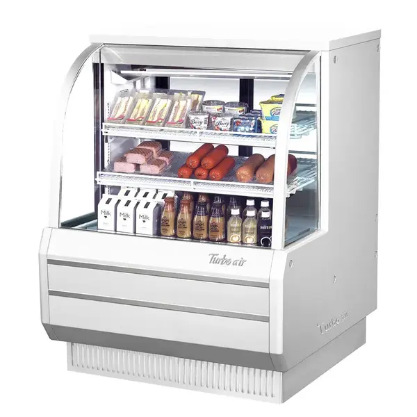 Turbo Air TCDD-48H-W-N, 48-Inch Curved Glass High Profile Refrigerated Bakery Case - 2 Shelves