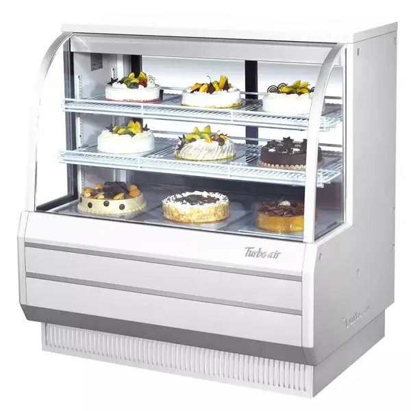 Turbo Air TCGB-48-W-N, 48.5-Inch 15.6 cu. ft. Curved Glass Refrigerated Bakery Display Case with 2 Shelves
