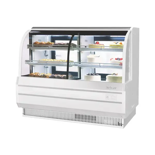 Turbo Air TCGB-72CO-W-N, 72.5-Inch 24.4 cu. ft. Curved Glass Refrigerated Bakery Display Case with 4 Shelves