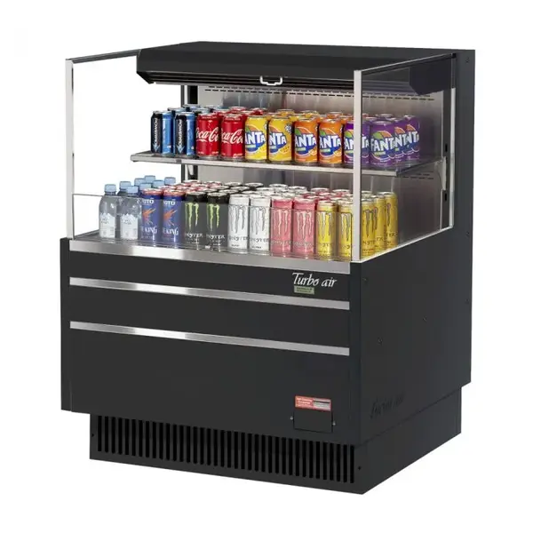 Turbo Air TOM-36L-UF-B-2S-N, 34-inch Horizontal Low Profile Black Open Display Case, 1 Shelf