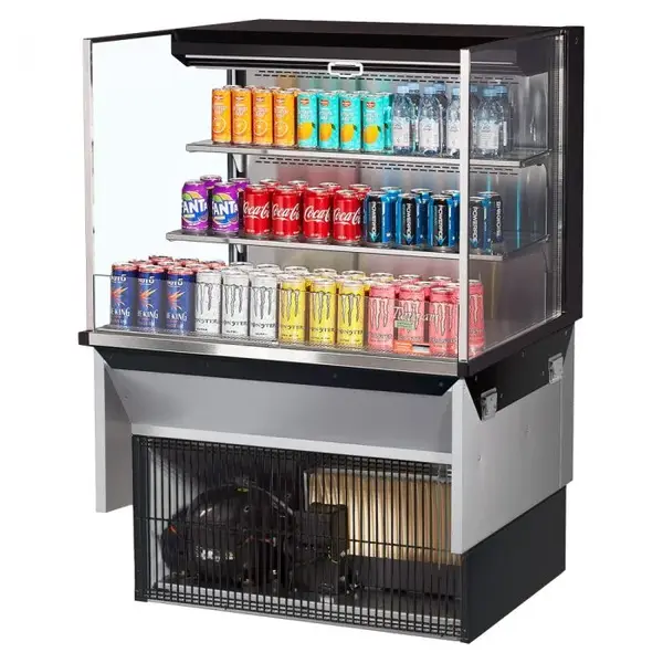Turbo Air TOM-36L-UF-B-3S-N, 34-inch Horizontal Low Profile Black Open Display Case, 2 Shelf