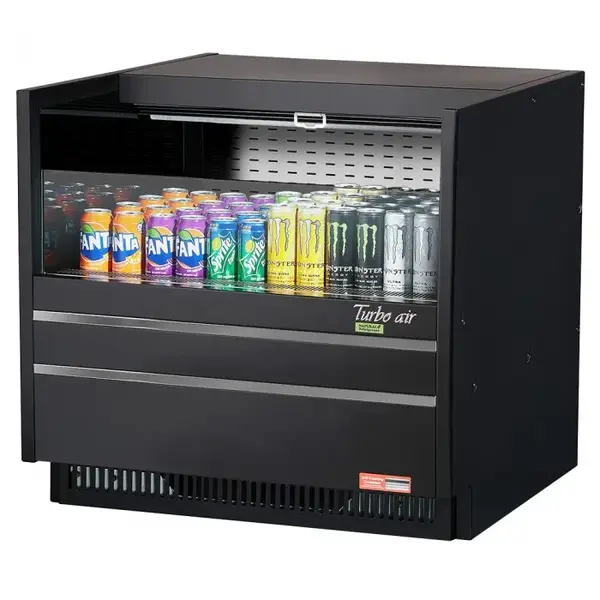Turbo Air TOM-36UC-B-N, 36.25-inch Black Horizontal Low Profile Open Display Case, Drop-in