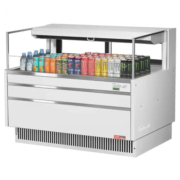 Turbo Air TOM-48L-UFD-W-1S-N, 46-inch Low Profile White Open Display Case, Rear Sliding Door