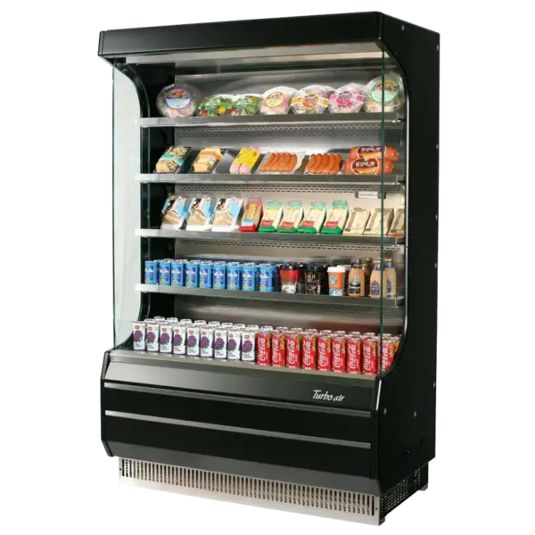 Turbo Air TOM-50B-SP-N Open Display Vertical Merchandiser 50-Inch L Full Size Solid Side Panel-Black