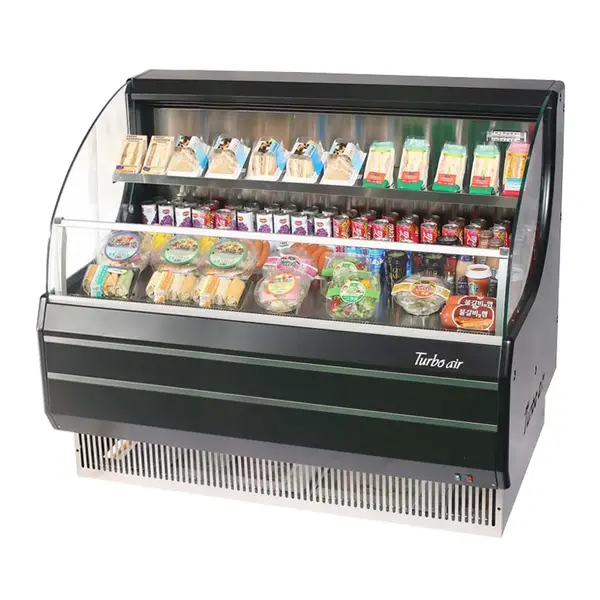 Turbo Air TOM-50LB-SP-N Open Display Horizontal Merchandiser 50-Inch L Low Profile Solid Side Panel-Black