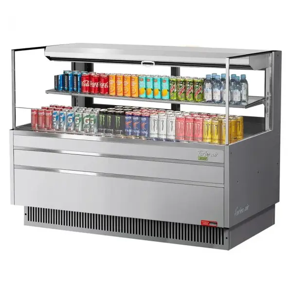 Turbo Air TOM-60L-UFD-S-2S-N, 58-inch 1 Shelf Low Profile Open Display Case, Rear Sliding Doors