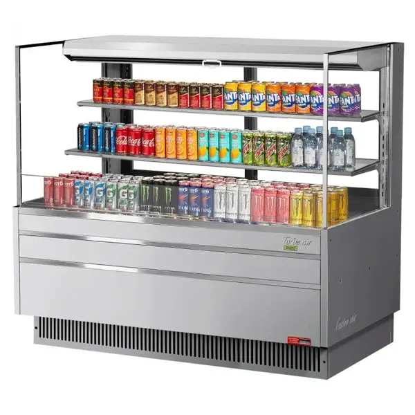 Turbo Air TOM-60L-UFD-S-3S-N, 58-inch 2 Shelf Low Profile Open Display Case, Rear Sliding Doors