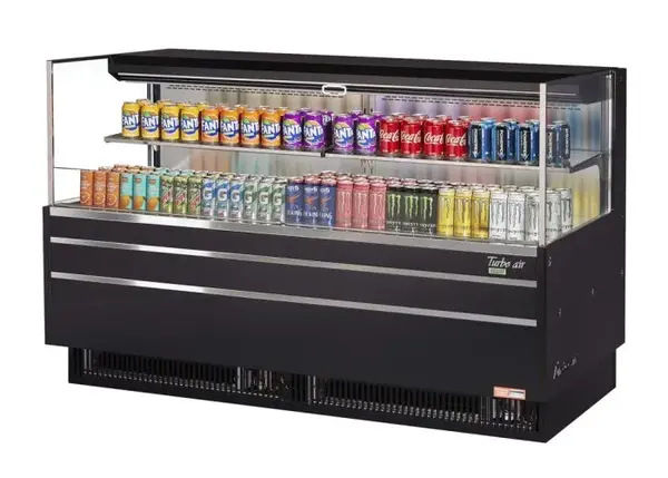 Turbo Air TOM-72L-UF-B-2S-N, 71-inch Horizontal Low Profile Black Open Display Case, 1 Shelf