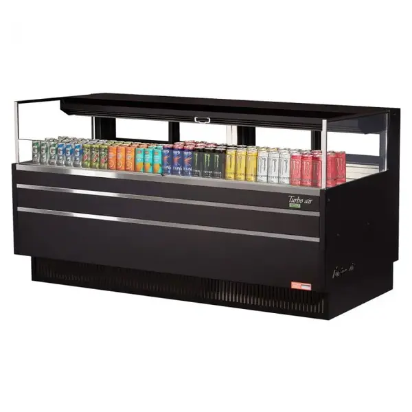 Turbo Air TOM-72L-UFD-B-1S-N, 71-inch Low Profile Black Open Display Case, Rear Sliding Door