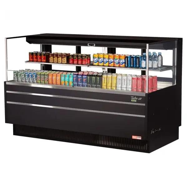 Turbo Air TOM-72L-UFD-B-2S-N, 71-inch 1 Shelf Low Profile Black Open Display Case, Rear Sliding Door