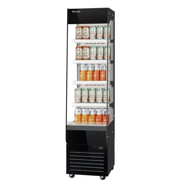 Turbo Air TOM20-75N-B 20-Inch Vertical Black Open Display Merchandiser, Slim-Line, 4 Shelves