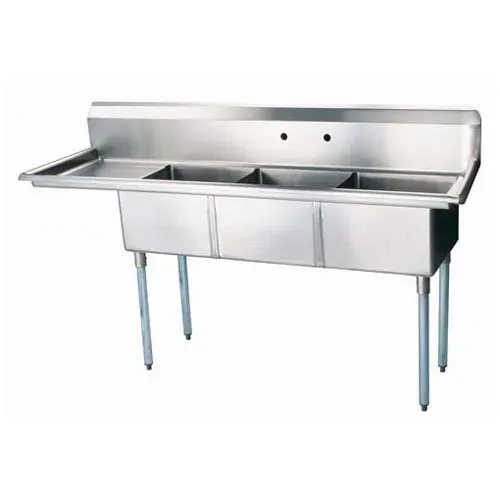 Turbo Air TSA-3-12-L1, 18 x 18 x 12-inch Three Compartment Sink, Stainless Steel