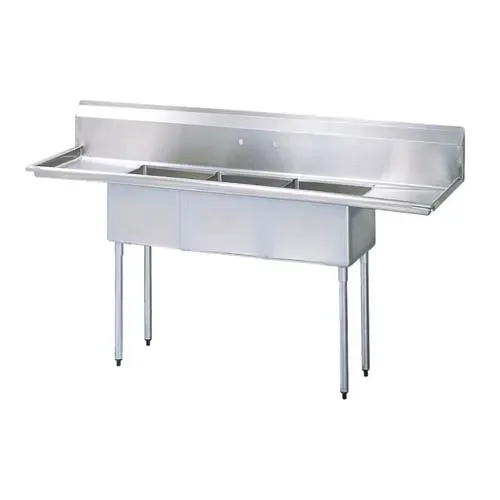 Turbo Air TSA-3-D1, 18 x 18 x 11-inch Three Compartment Sink, Stainless Steel