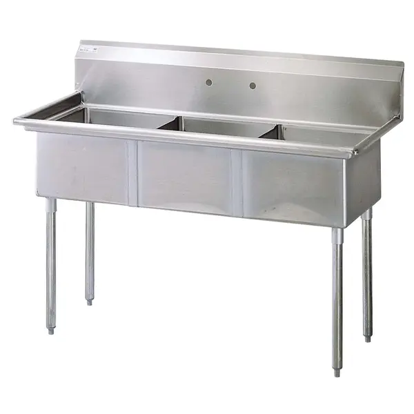Turbo Air TSA-3-N, 18 x18 x 11-inch Three Compartment Sink, No Drain Board