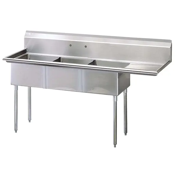 Turbo Air TSA-3-R1, 18 x 18 x 11-inch Three Compartment Sink, Stainless Steel