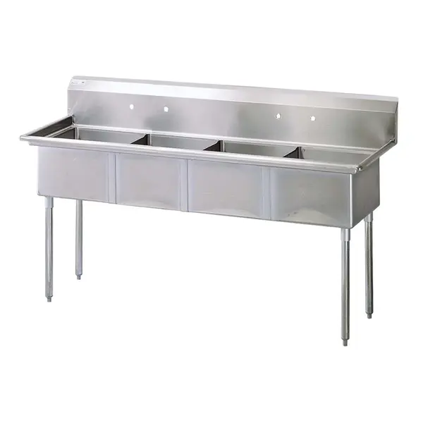 Turbo Air TSA-4-N, 18 x 18 x 11-inch Four Compartment Sink, Stainless Steel