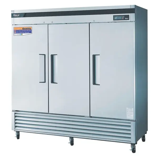 Turbo Air TSR-72SD-N 3 Solid Doors Reach-In Refrigerator, Bottom Mount