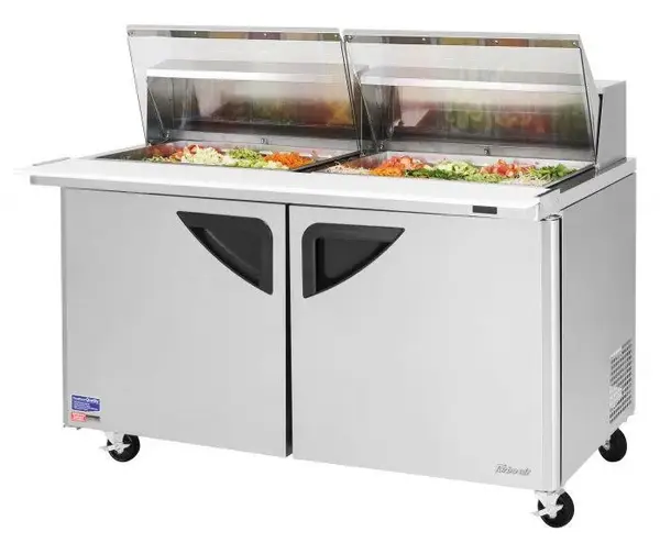 Turbo Air TST-60SD-24-N-CL, 2 Solid Door Mega Top Sandwich/Salad Unit, Clear Lid