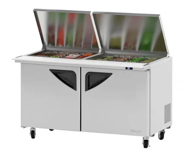 Turbo Air TST-60SD-24-N-FL, 2 Solid Door Mega Top Sandwich/Salad Unit, Flat Lid