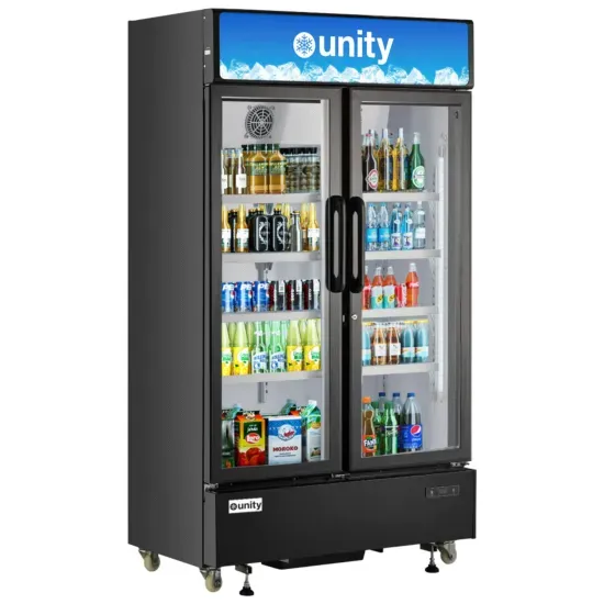 Unity U-48M, 47-Inch Two Glass Door Merchandiser Refrigerator with LED Lighting